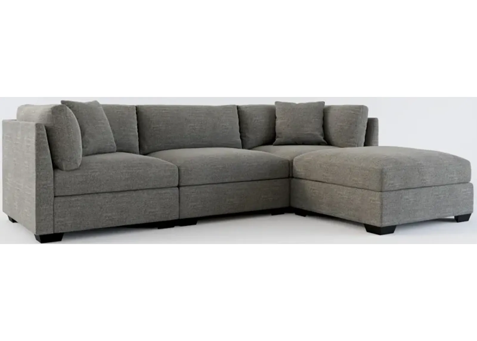 Beckham Foam Comfort 3-Piece Sofa and Ottoman - Curious Charcoal