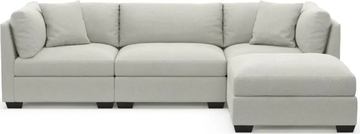 Beckham Foam Comfort 3-Piece Sofa and Ottoman - Oslo Snow