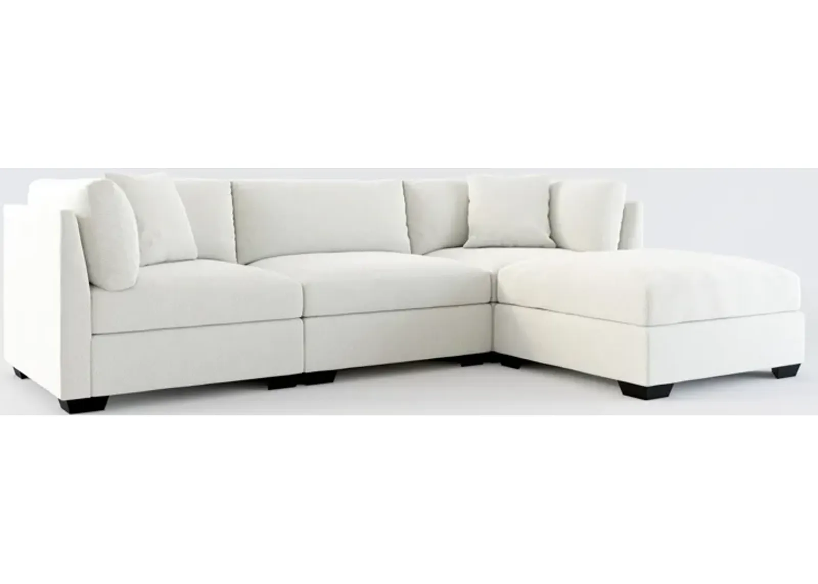 Beckham Foam Comfort 3-Piece Sofa and Ottoman - Oslo Snow