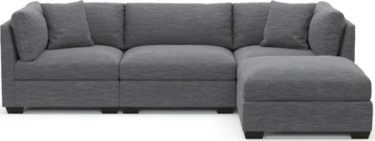 Beckham Foam Comfort 3-Piece Sofa and Ottoman - Dudley Indigo