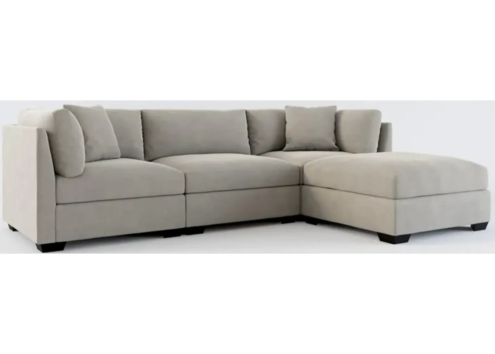 Beckham Foam Comfort 3-Piece Sofa and Ottoman - Abington Fog