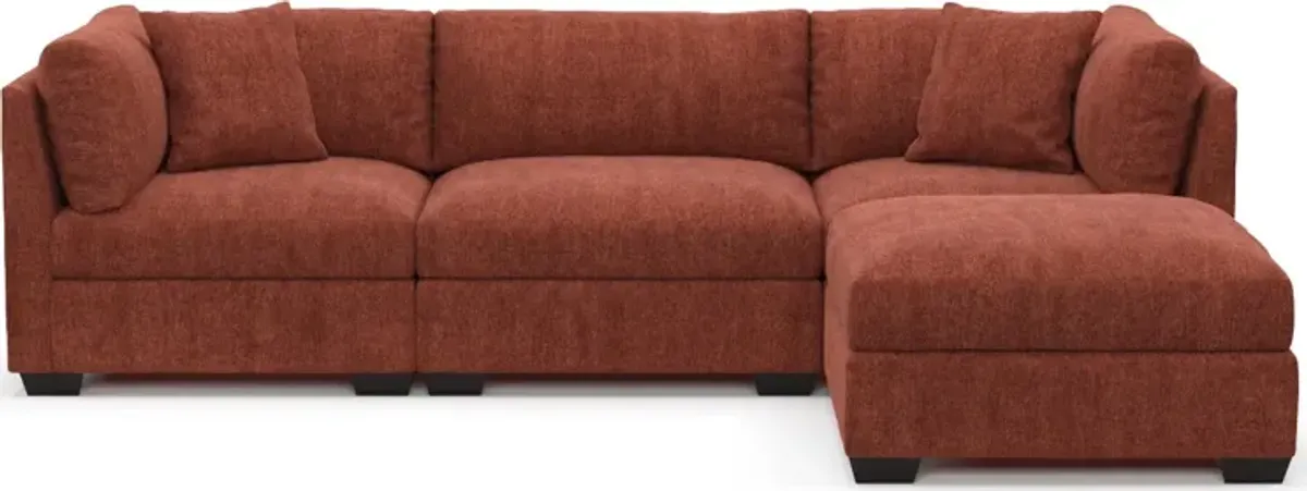 Beckham Foam Comfort 3-Piece Sofa and Ottoman - Contessa Paprika