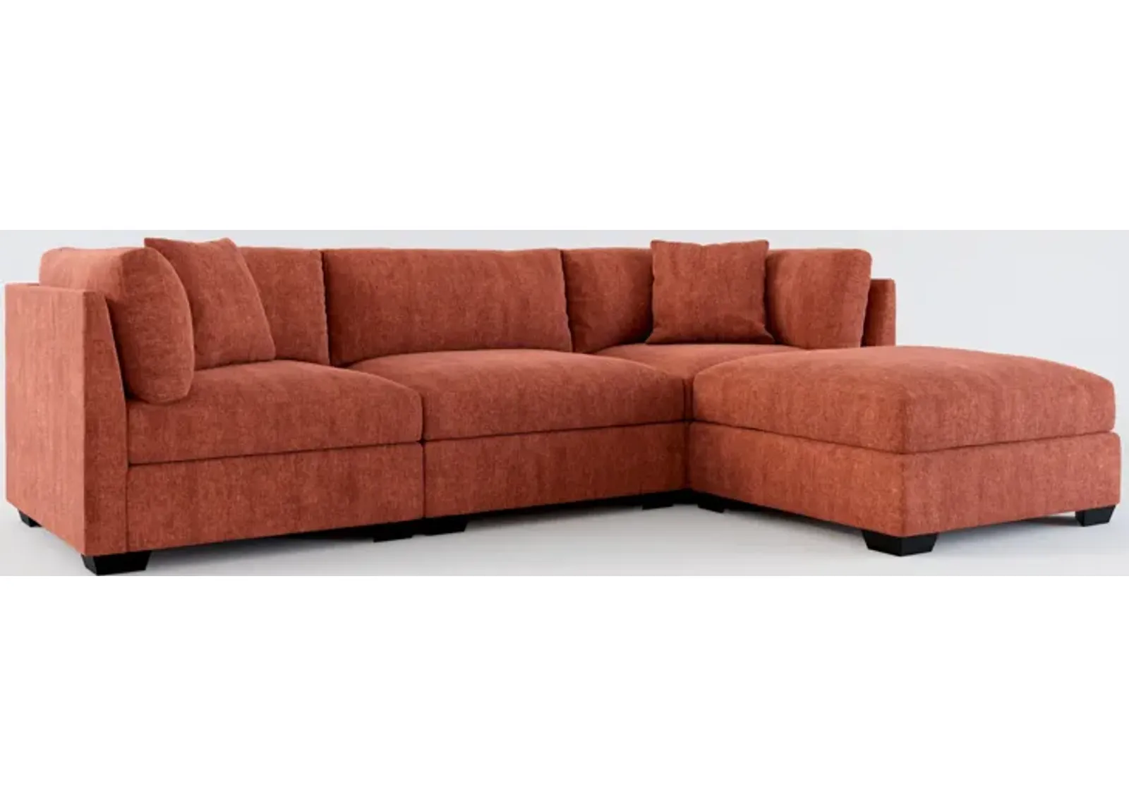 Beckham Foam Comfort 3-Piece Sofa and Ottoman - Contessa Paprika