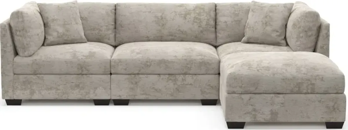 Beckham Foam Comfort 3-Piece Sofa and Ottoman - Hearth Cement