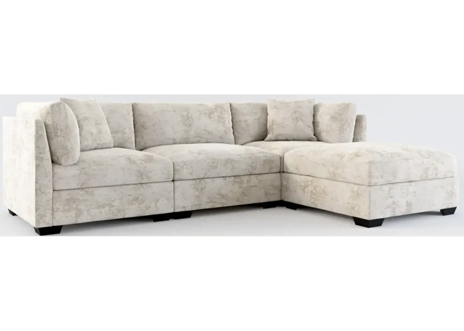 Beckham Foam Comfort 3-Piece Sofa and Ottoman - Hearth Cement