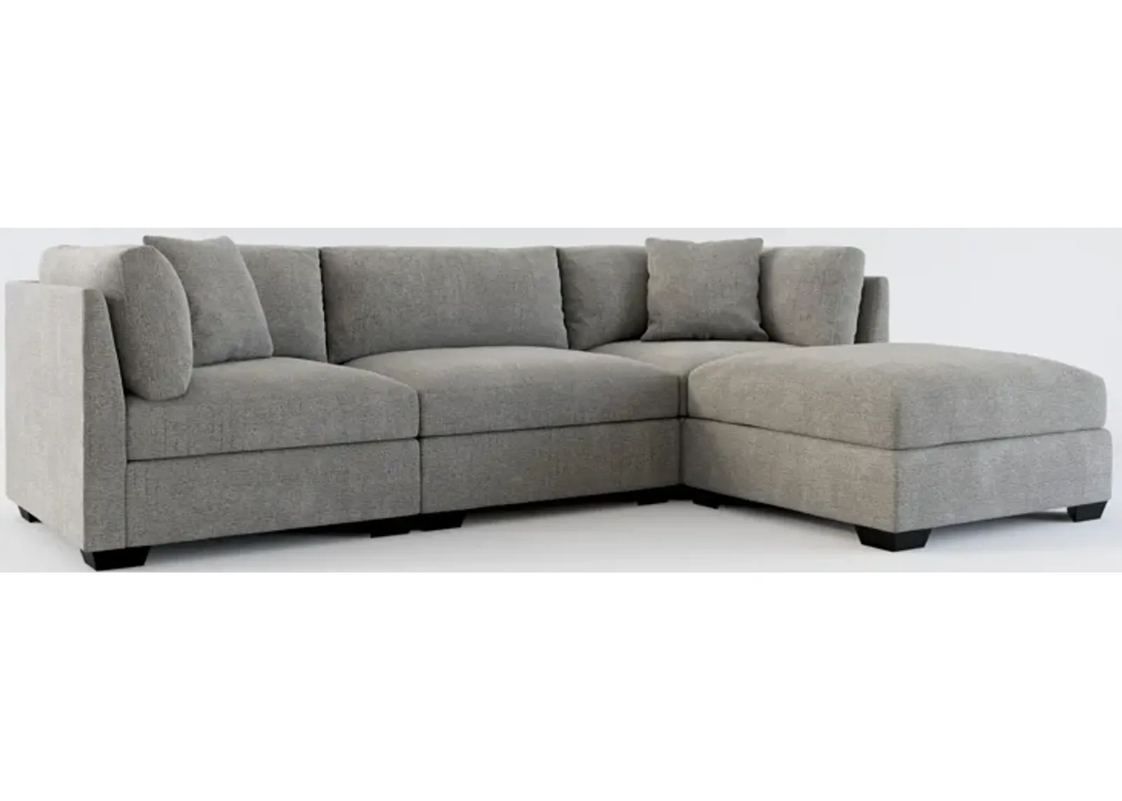 Beckham Foam Comfort 3-Piece Sofa and Ottoman - Living Large Charcoal