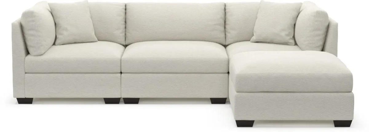 Beckham Foam Comfort 3-Piece Sofa and Ottoman - Living Large White