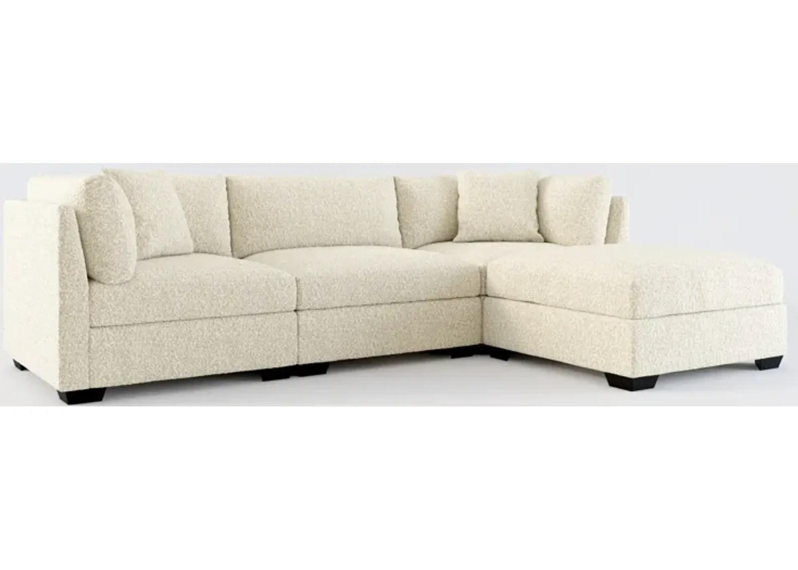 Beckham Foam Comfort 3-Piece Sofa and Ottoman - Bloke Cotton