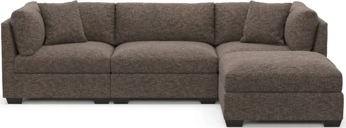 Beckham Foam Comfort 3-Piece Sofa and Ottoman - M Walnut