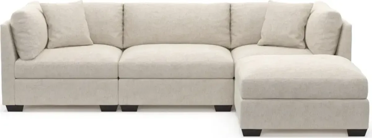 Beckham Foam Comfort 3-Piece Sofa and Ottoman - M Ivory