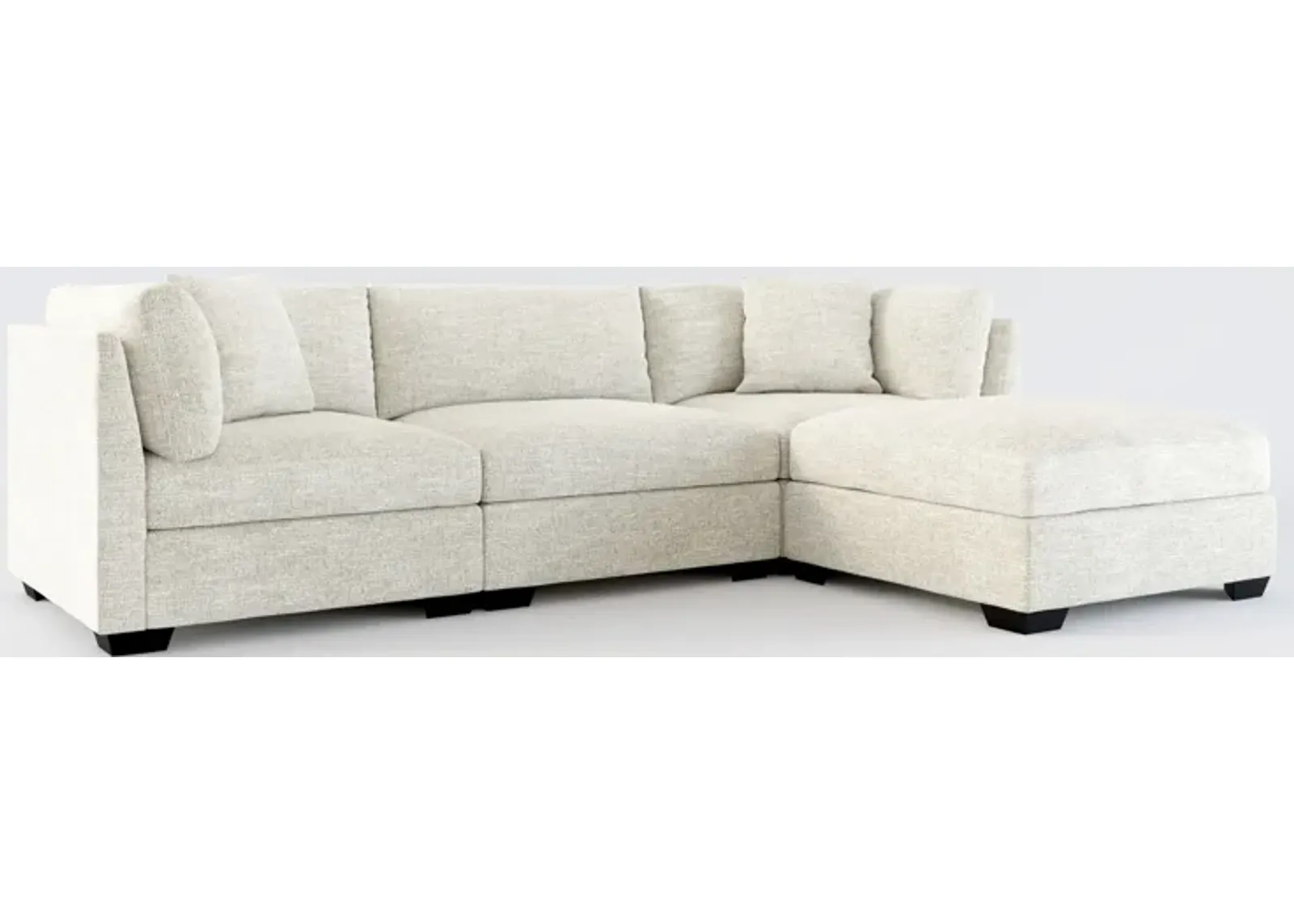 Beckham Foam Comfort 3-Piece Sofa and Ottoman - M Ivory