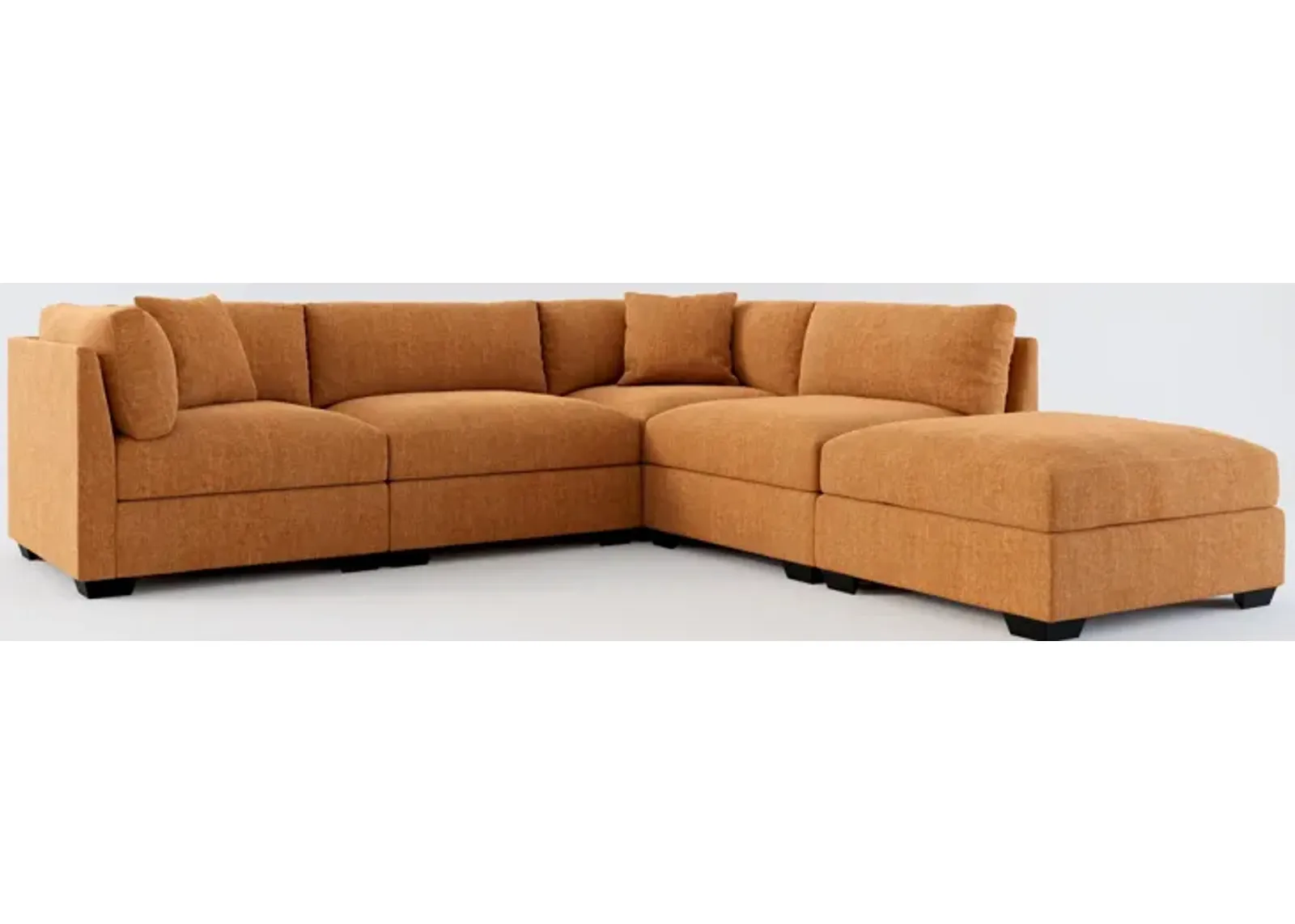 Beckham Foam Comfort 4-Piece Sectional and Ottoman - Contessa Ginger