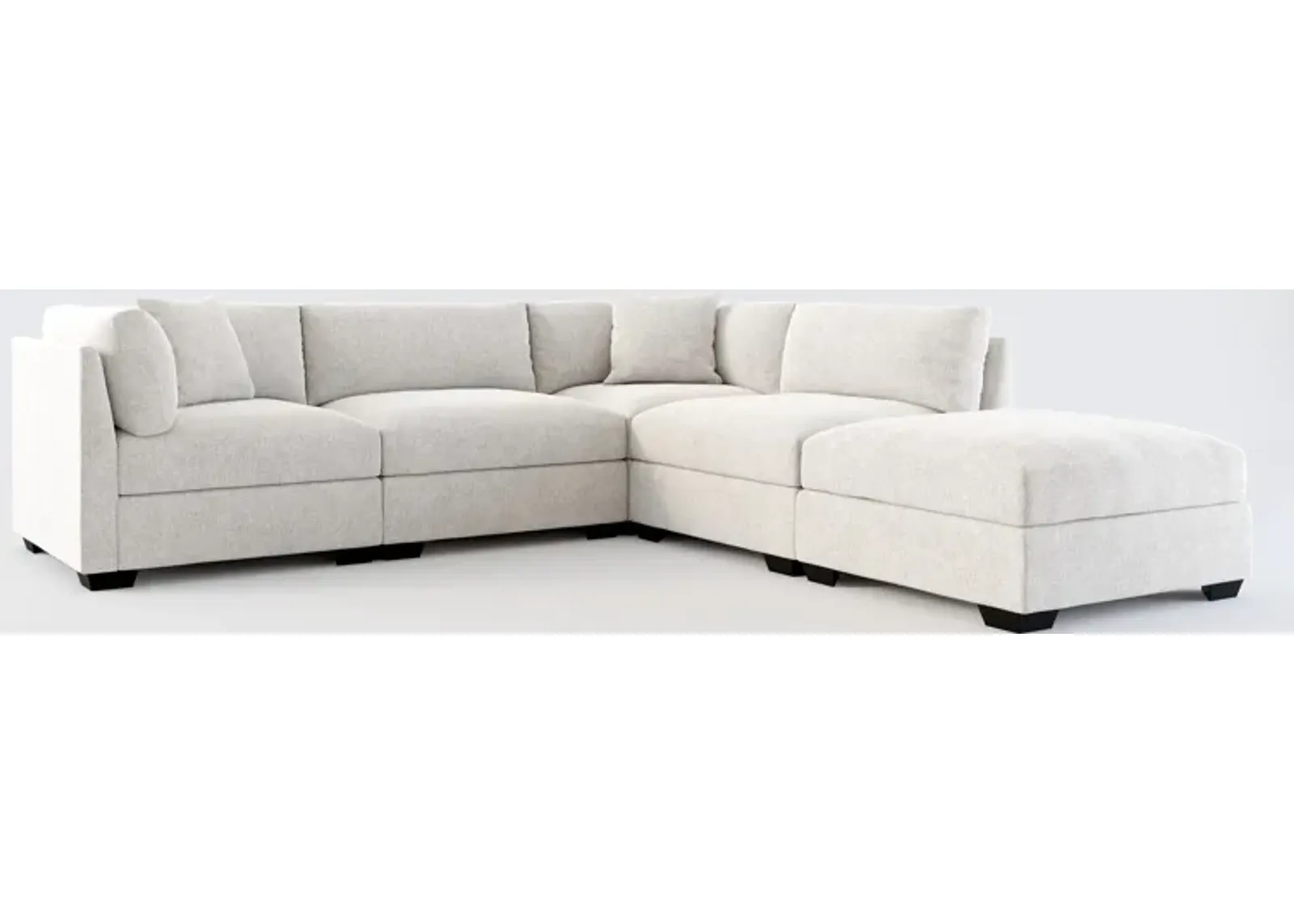 Beckham Foam Comfort 4-Piece Sectional and Ottoman - Burmese Granite