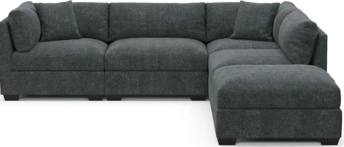 Beckham Foam Comfort 4-Piece Sectional and Ottoman - Contessa Shadow