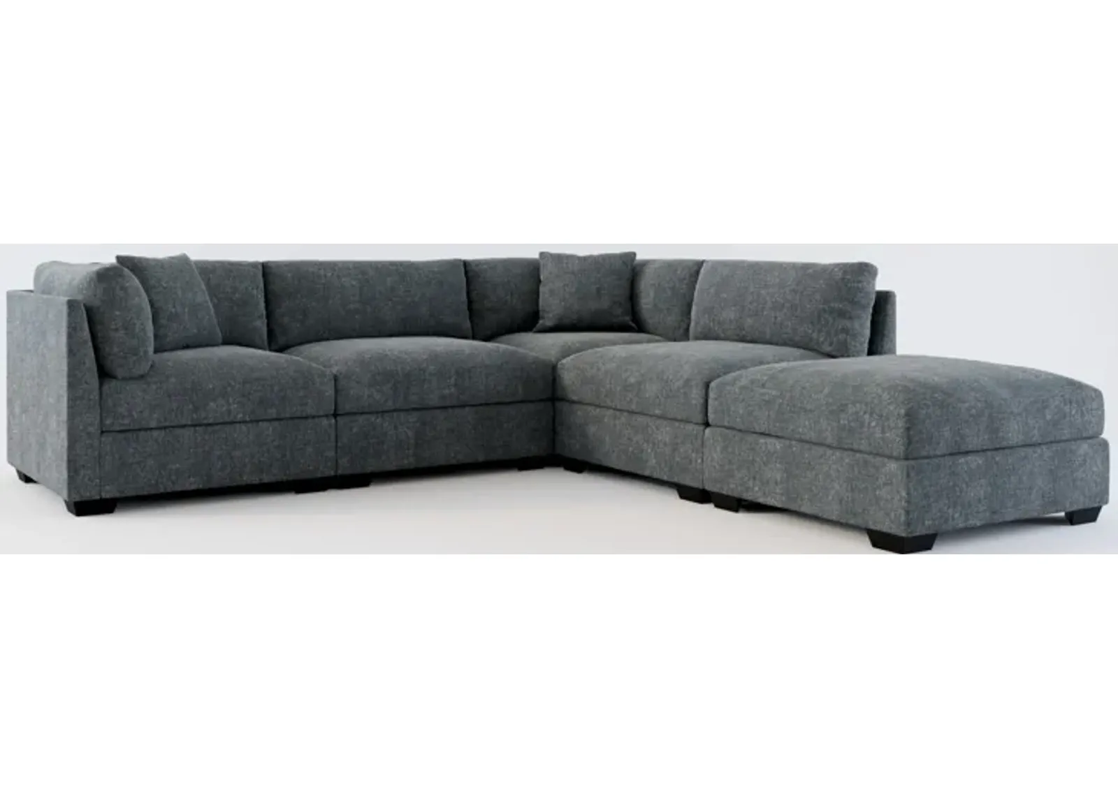 Beckham Foam Comfort 4-Piece Sectional and Ottoman - Contessa Shadow