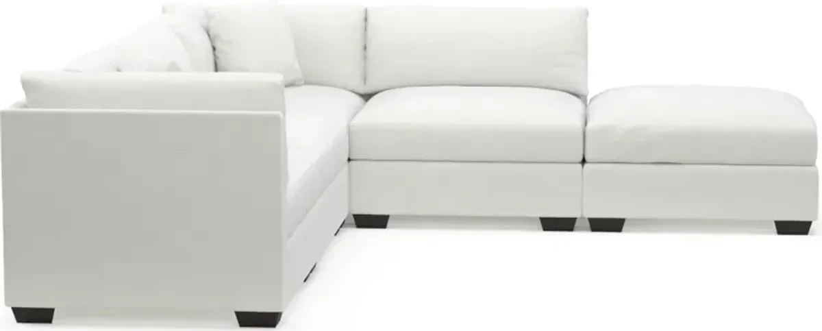 Beckham Foam Comfort 4-Piece Sectional and Ottoman - Contessa Vanilla