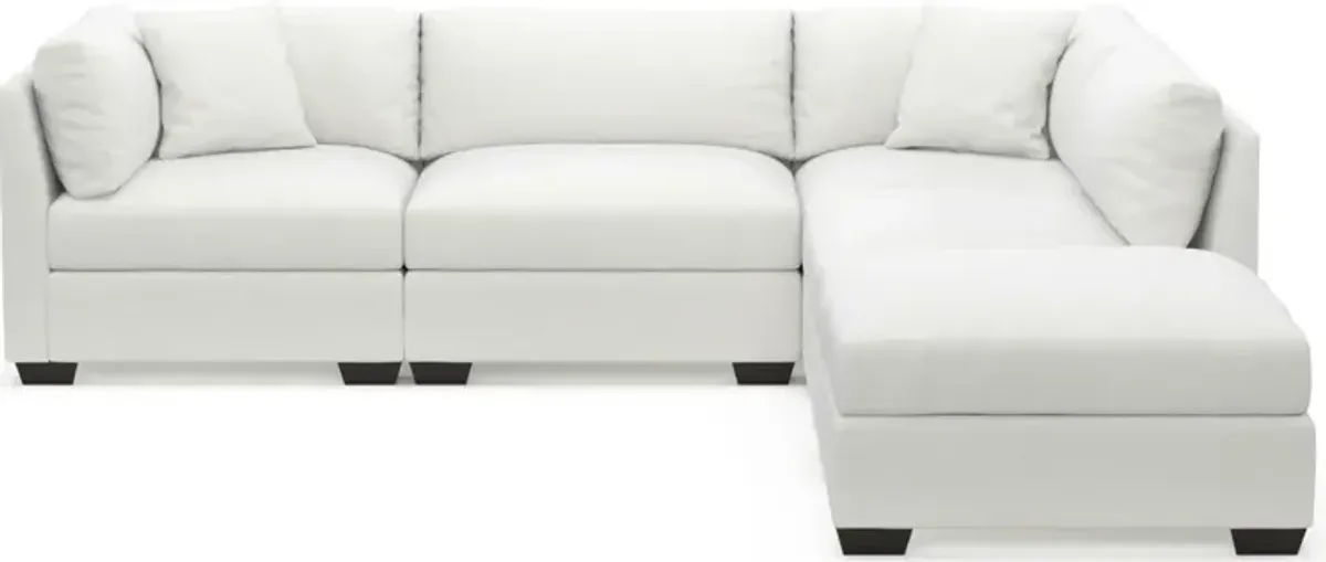 Beckham Foam Comfort 4-Piece Sectional and Ottoman - Contessa Vanilla