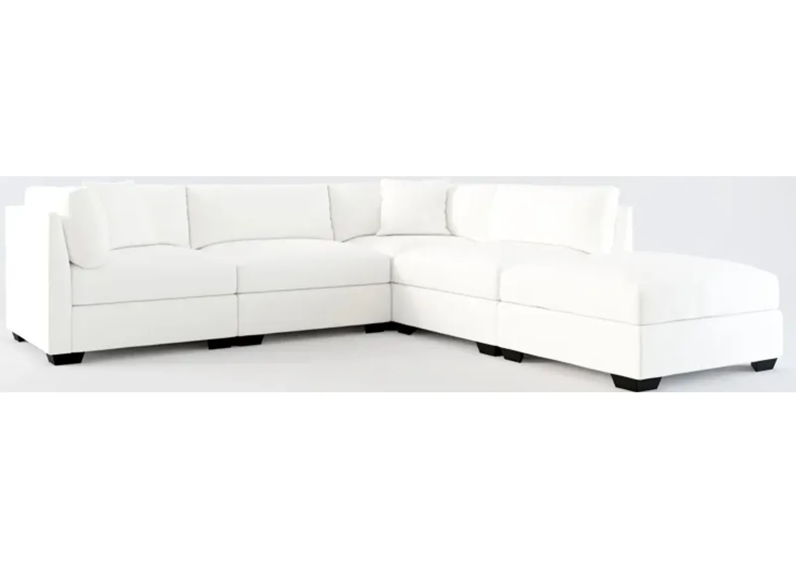 Beckham Foam Comfort 4-Piece Sectional and Ottoman - Contessa Vanilla