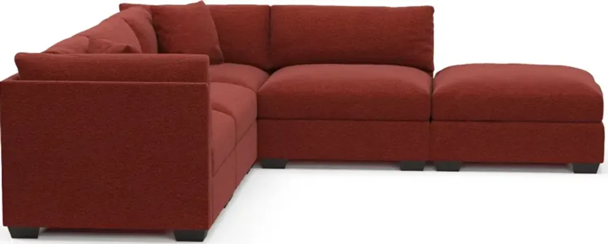 Beckham Foam Comfort 4-Piece Sectional and Ottoman - Bloke Brick