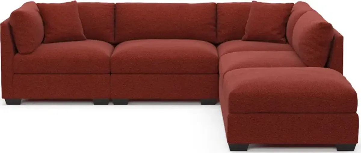 Beckham Foam Comfort 4-Piece Sectional and Ottoman - Bloke Brick