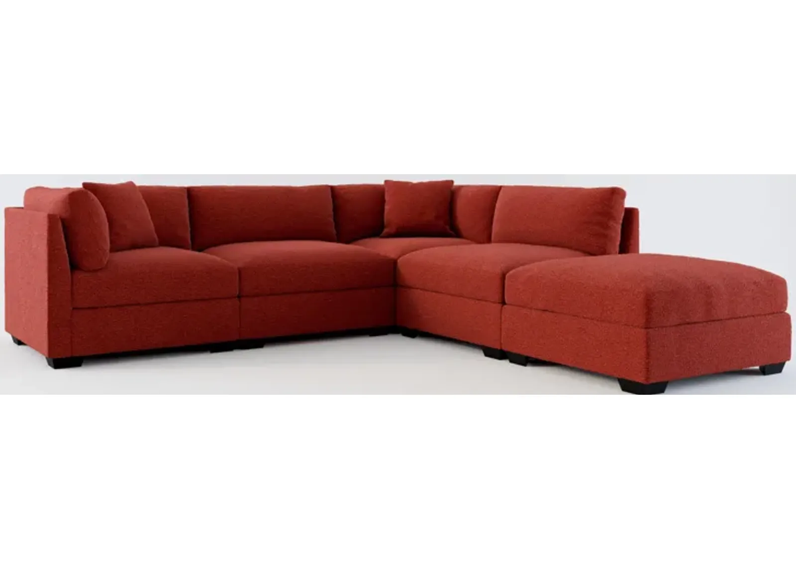 Beckham Foam Comfort 4-Piece Sectional and Ottoman - Bloke Brick