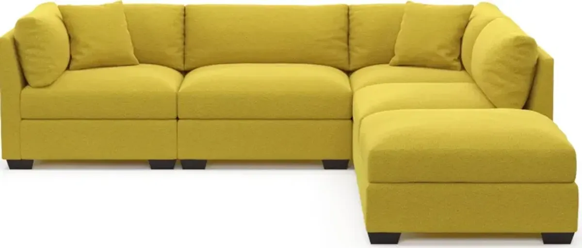 Beckham Foam Comfort 4-Piece Sectional and Ottoman - Bloke Goldenrod