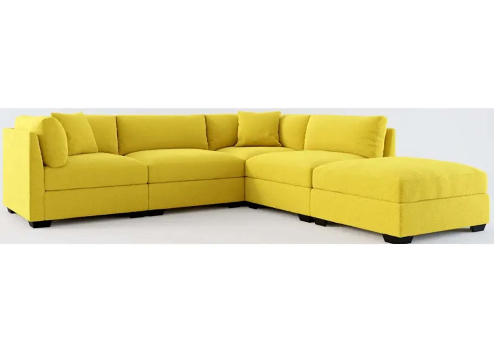 Beckham Foam Comfort 4-Piece Sectional and Ottoman - Bloke Goldenrod