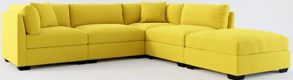 Beckham Foam Comfort 4-Piece Sectional and Ottoman - Bloke Goldenrod