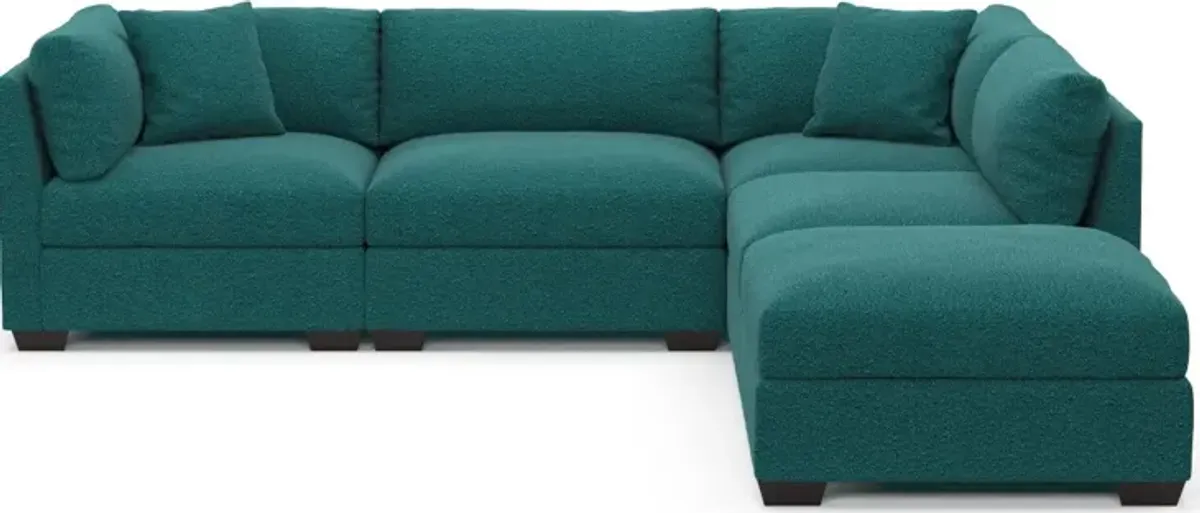 Beckham Foam Comfort 4-Piece Sectional and Ottoman - Bloke Peacock