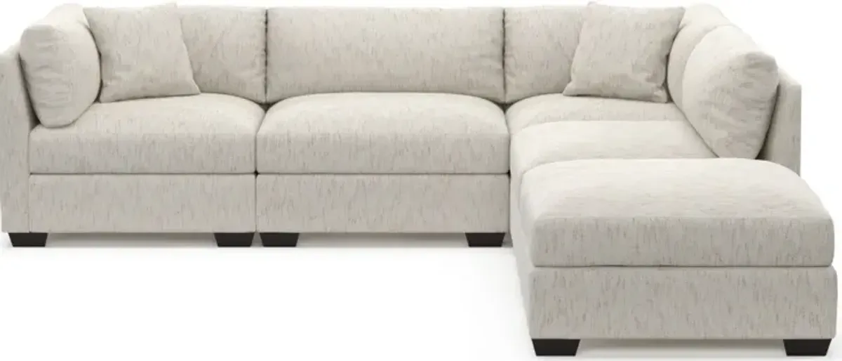 Beckham Foam Comfort 4-Piece Sectional and Ottoman - P.T. Cream