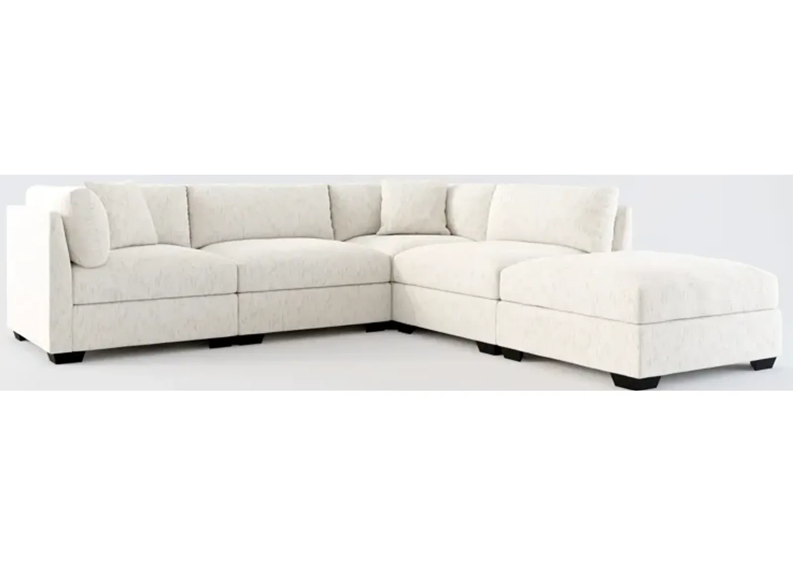 Beckham Foam Comfort 4-Piece Sectional and Ottoman - P.T. Cream