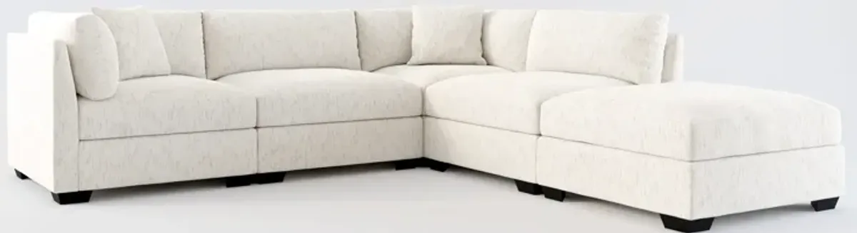 Beckham Foam Comfort 4-Piece Sectional and Ottoman - P.T. Cream