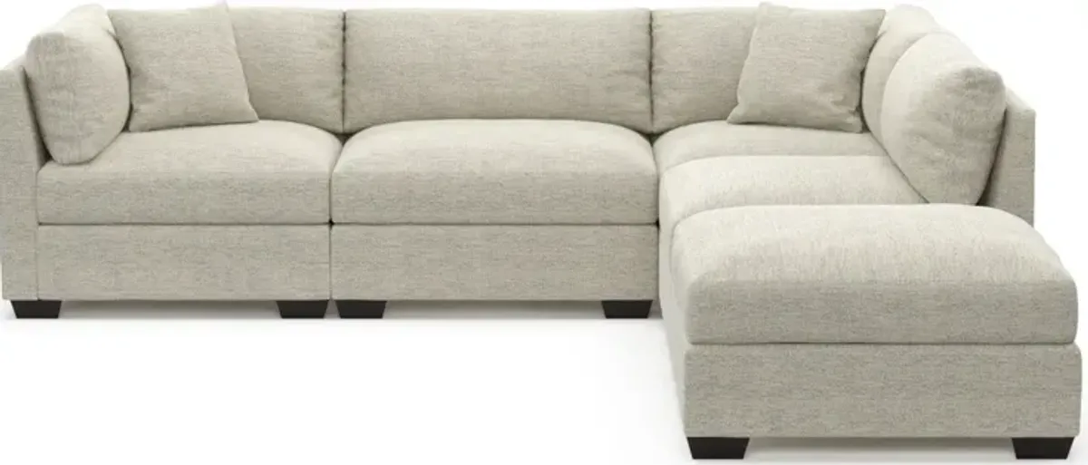 Beckham Foam Comfort 4-Piece Sectional and Ottoman - Merino Chalk