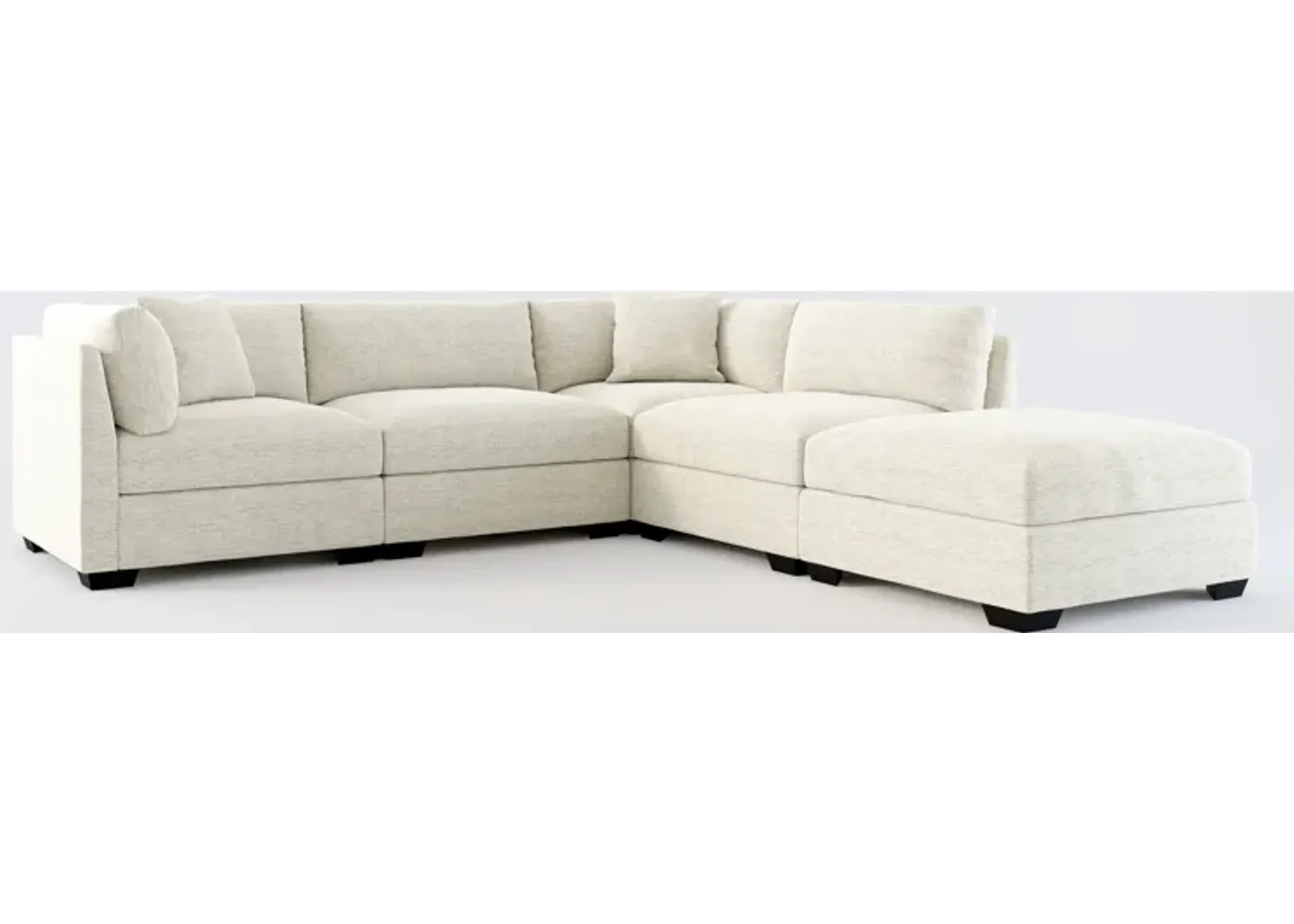 Beckham Foam Comfort 4-Piece Sectional and Ottoman - Merino Chalk