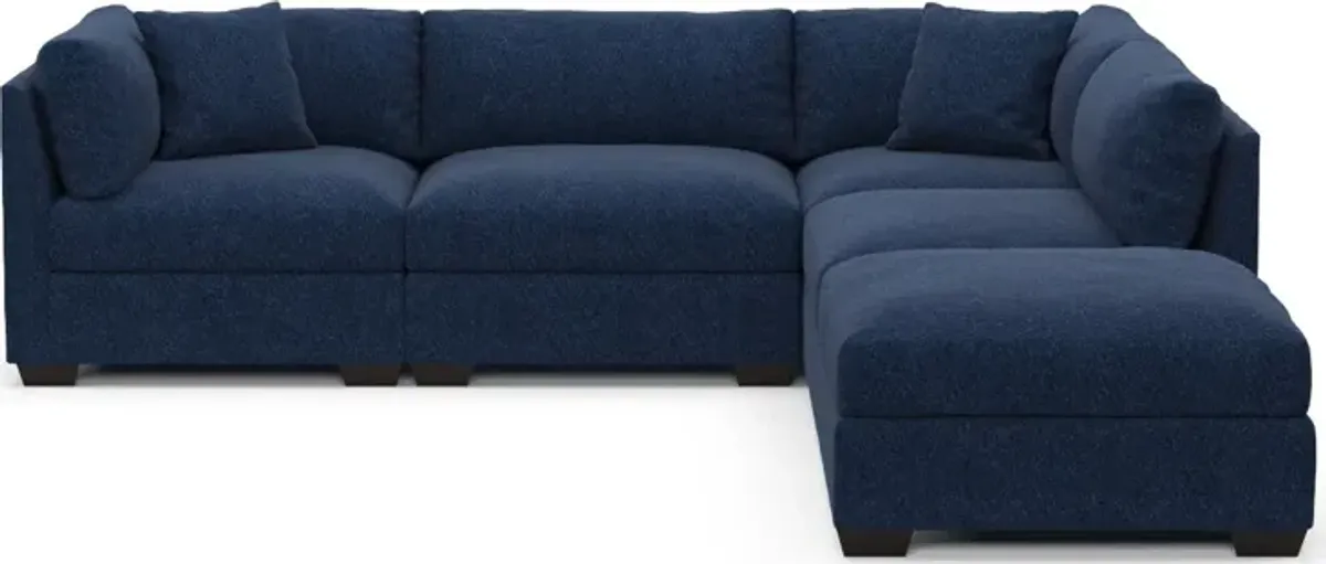 Beckham Foam Comfort 4-Piece Sectional and Ottoman - Oslo Navy