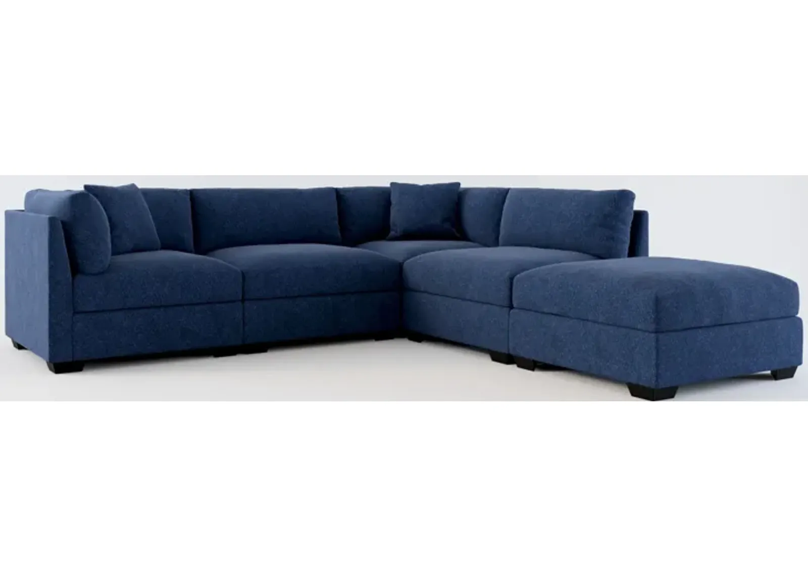 Beckham Foam Comfort 4-Piece Sectional and Ottoman - Oslo Navy