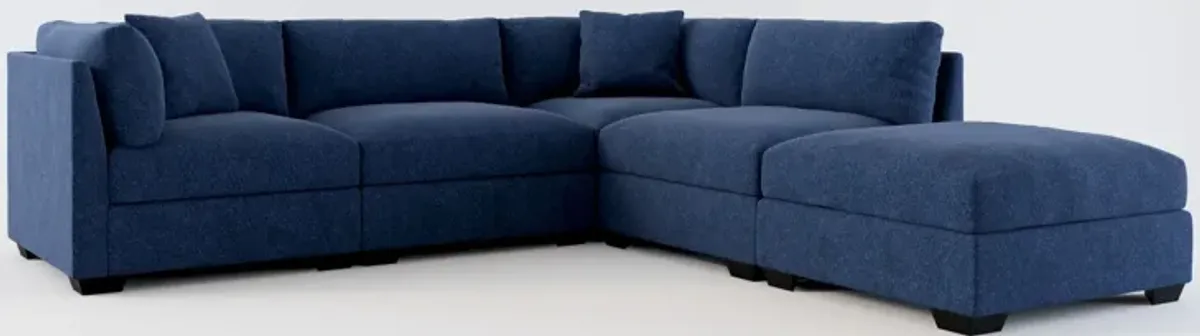 Beckham Foam Comfort 4-Piece Sectional and Ottoman - Oslo Navy