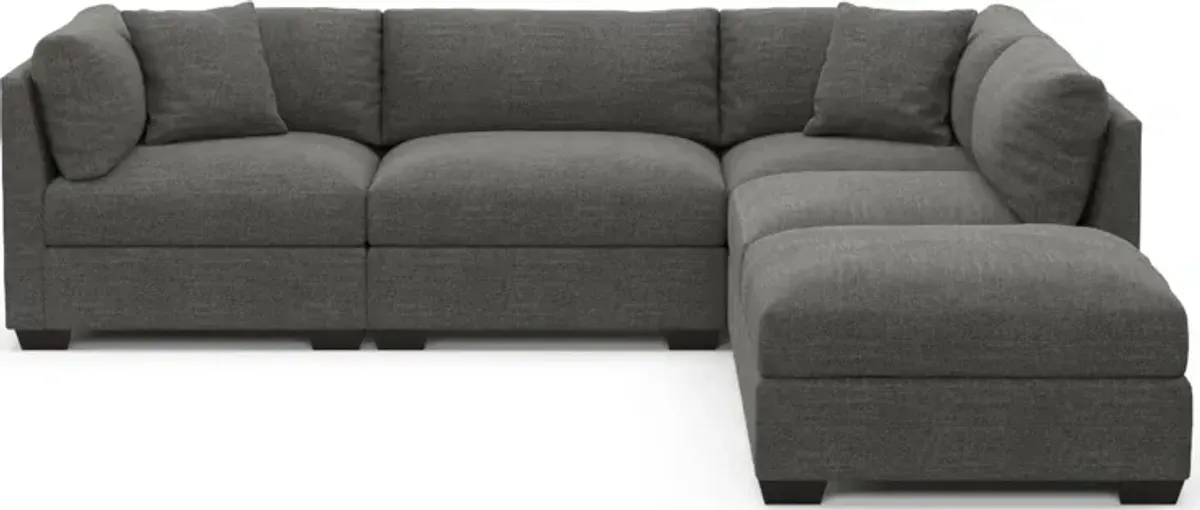 Beckham Foam Comfort 4-Piece Sectional and Ottoman - Curious Charcoal