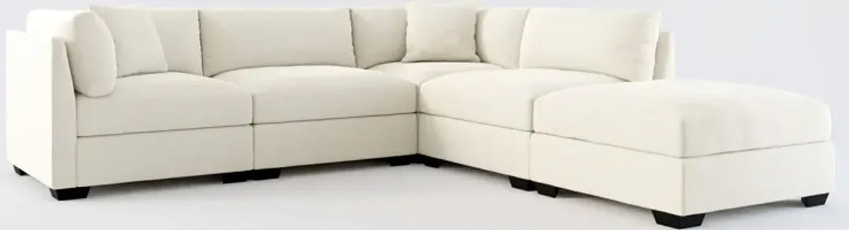 Beckham Foam Comfort 4-Piece Sectional and Ottoman - Curious Pearl