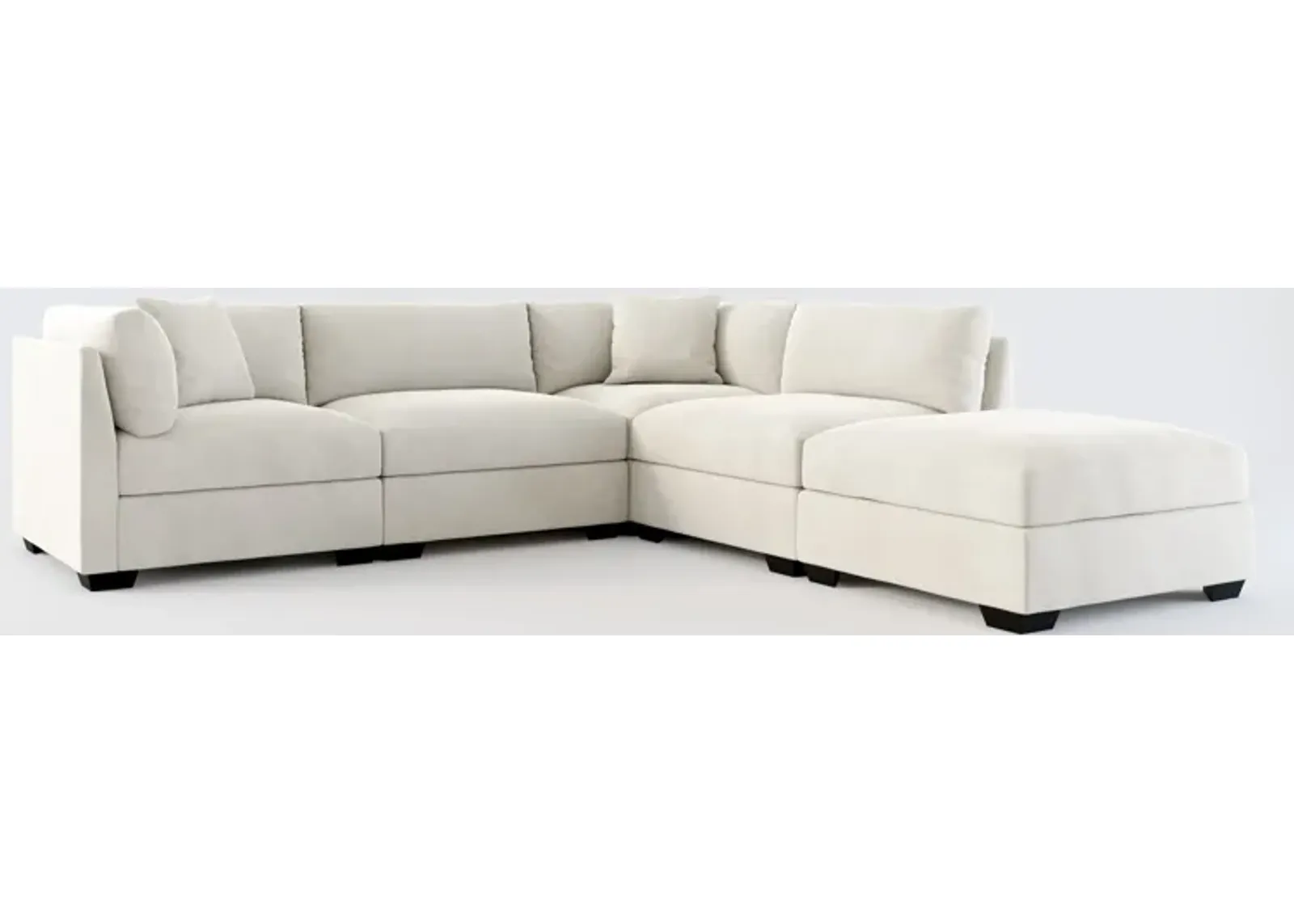 Beckham Foam Comfort 4-Piece Sectional and Ottoman - Laurent Beach