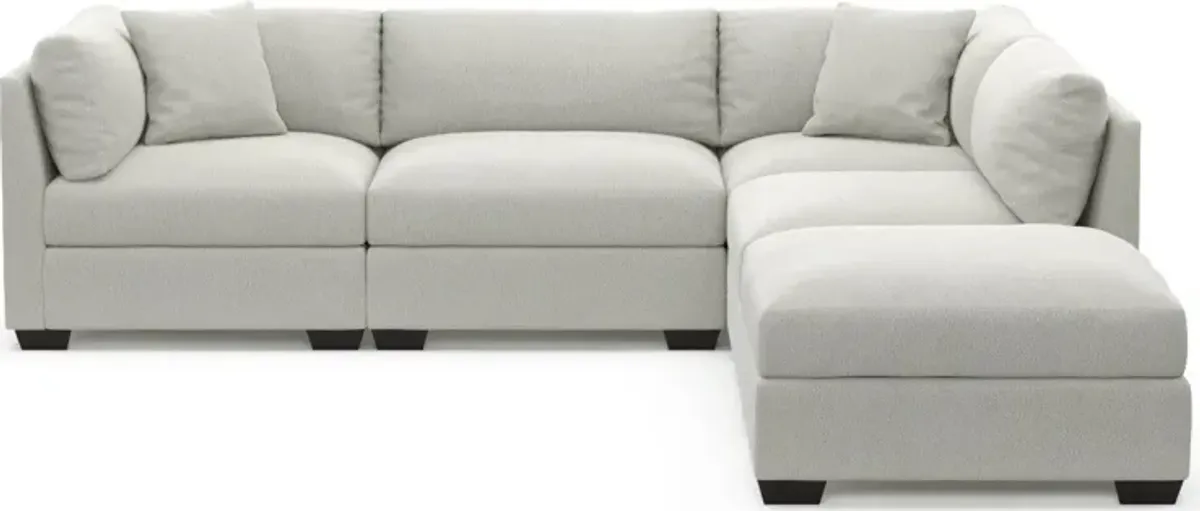 Beckham Foam Comfort 4-Piece Sectional and Ottoman - Oslo Snow