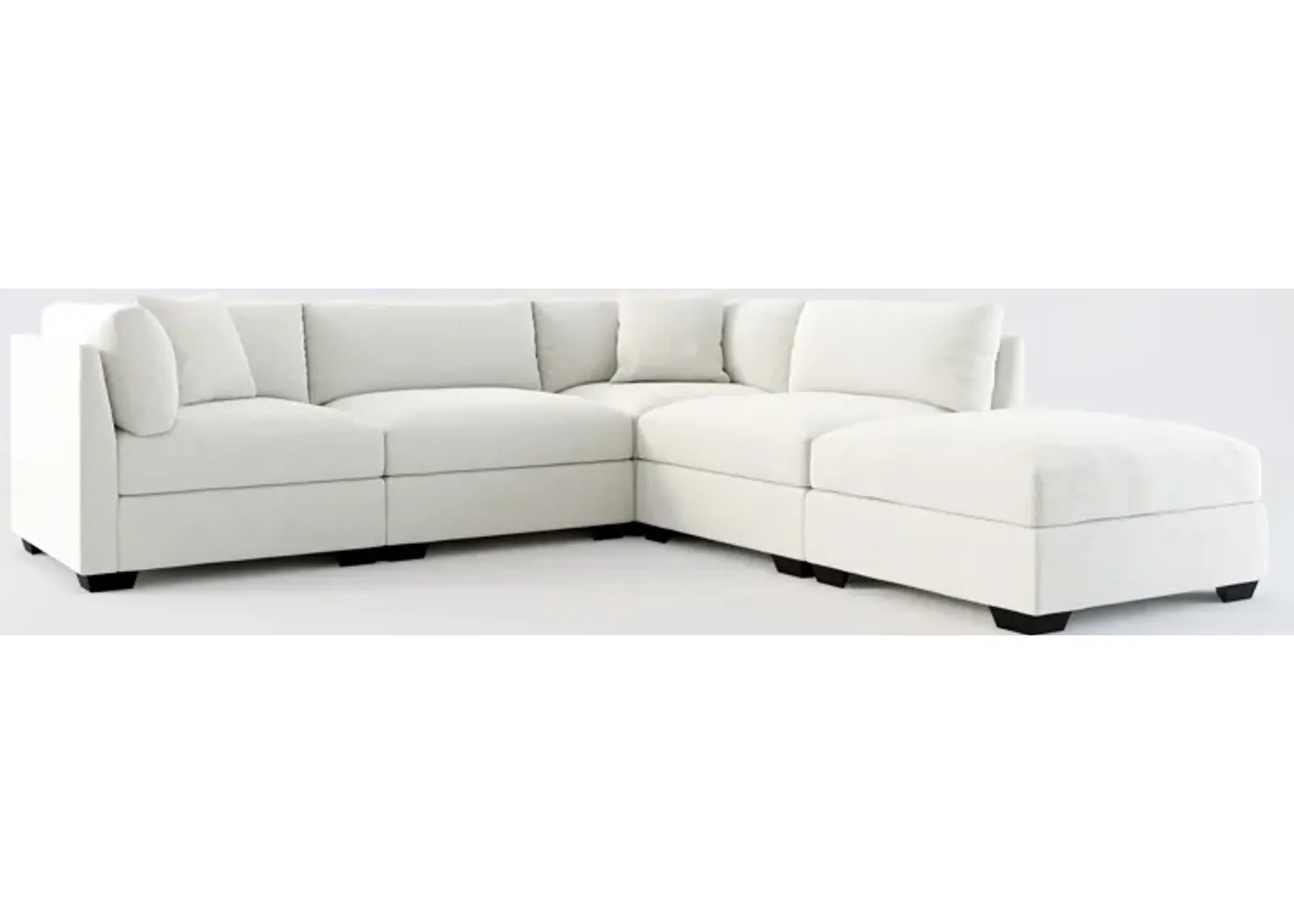 Beckham Foam Comfort 4-Piece Sectional and Ottoman - Oslo Snow