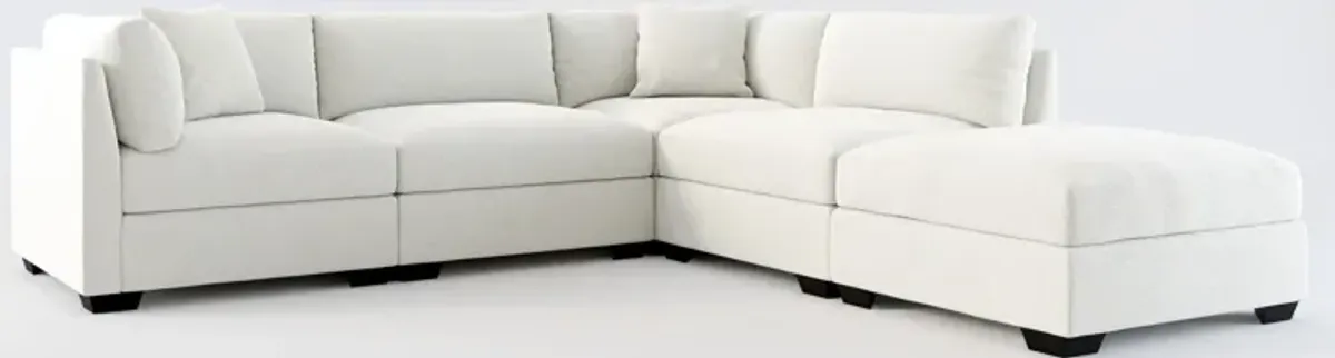 Beckham Foam Comfort 4-Piece Sectional and Ottoman - Oslo Snow