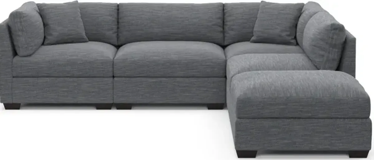 Beckham Foam Comfort 4-Piece Sectional and Ottoman - Dudley Indigo