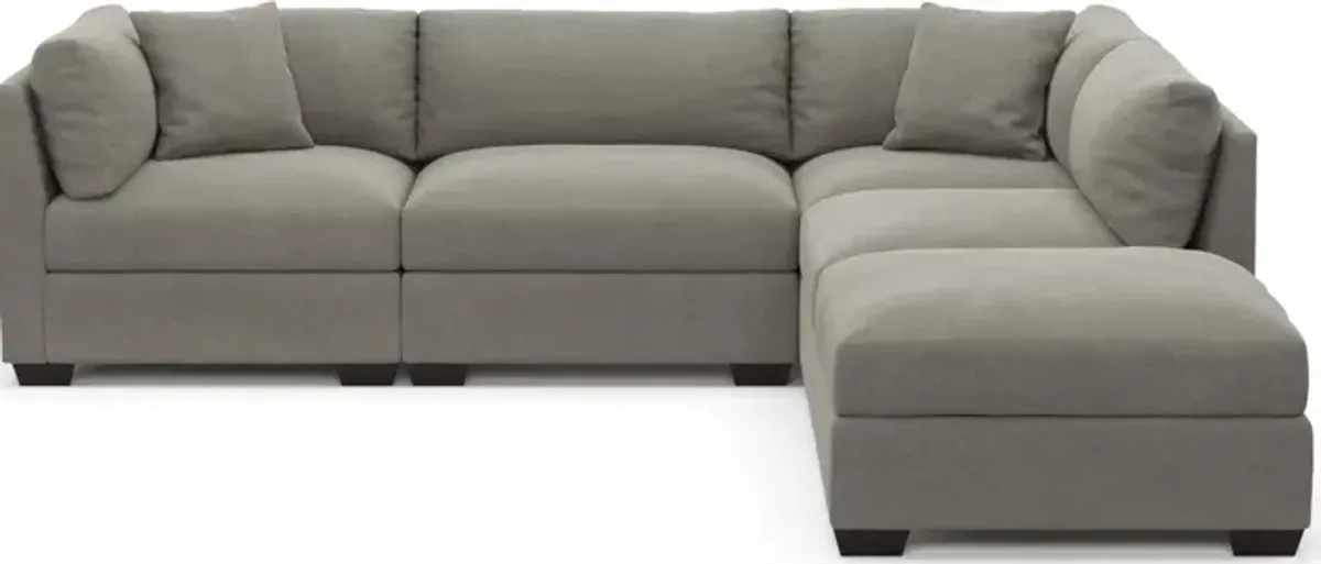 Beckham Foam Comfort 4-Piece Sectional and Ottoman - Abington Fog