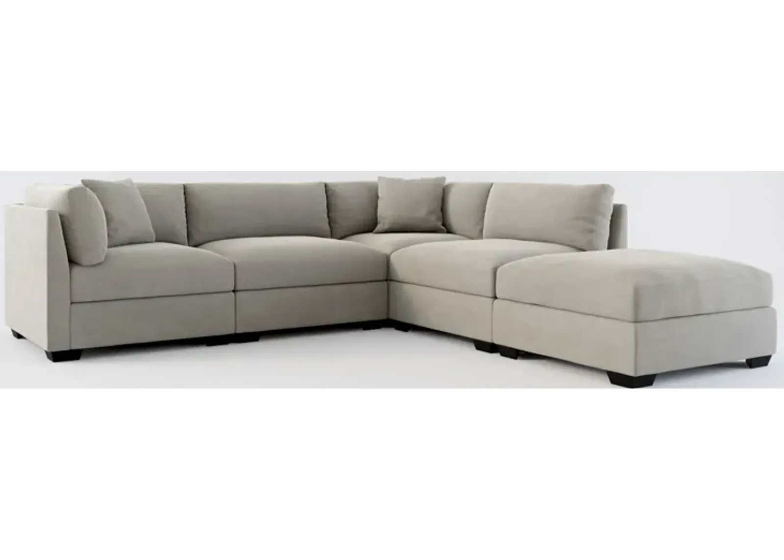 Beckham Foam Comfort 4-Piece Sectional and Ottoman - Abington Fog