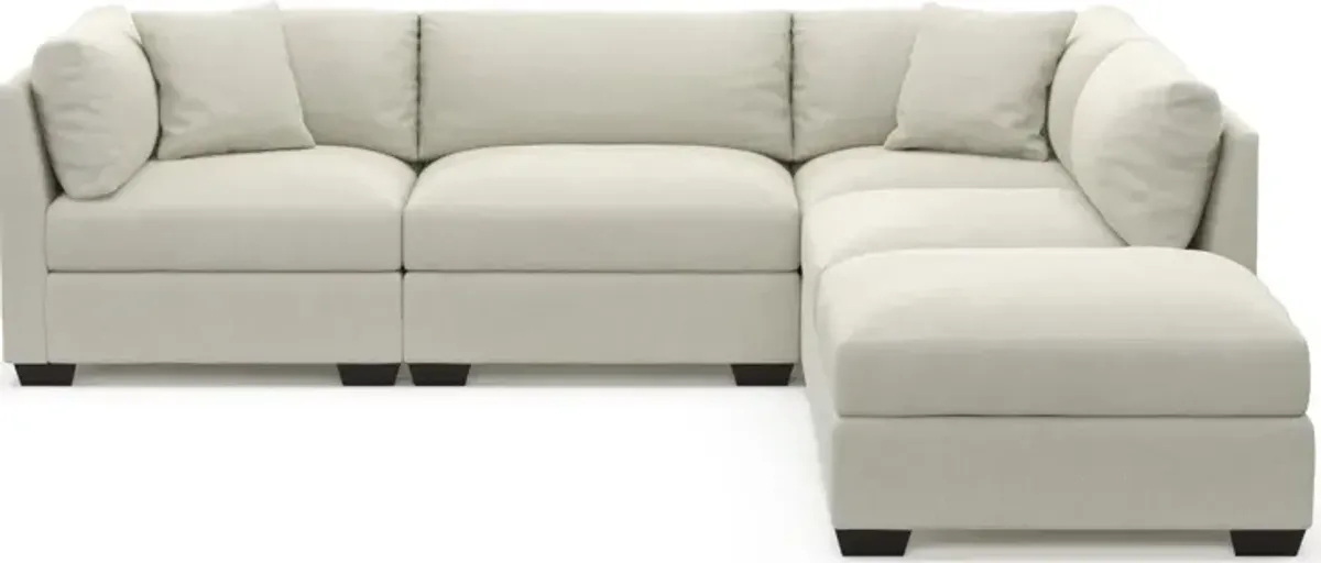 Beckham Foam Comfort 4-Piece Sectional and Ottoman - Anders Ivory