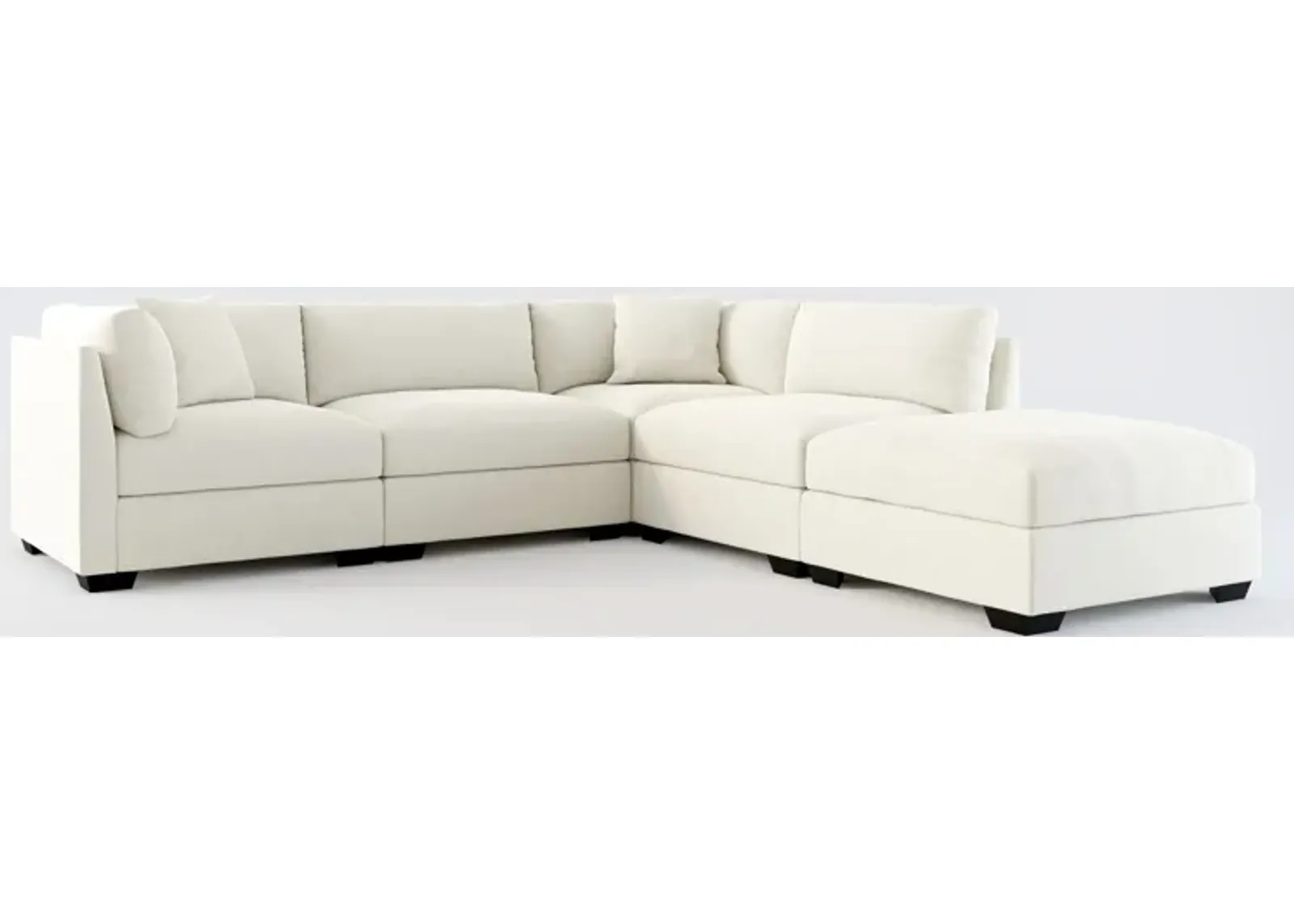 Beckham Foam Comfort 4-Piece Sectional and Ottoman - Anders Ivory