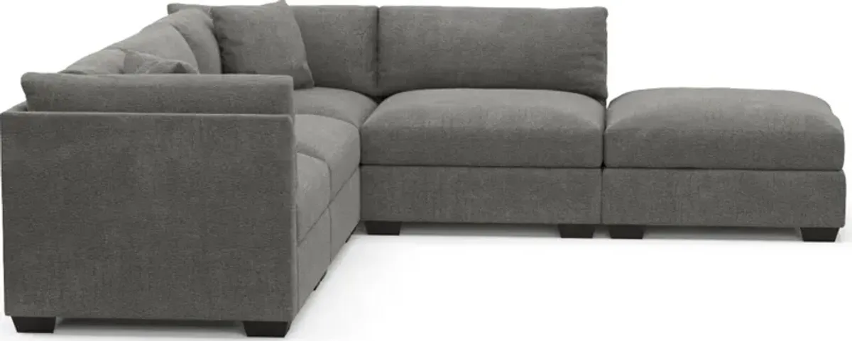 Beckham Foam Comfort 4-Piece Sectional and Ottoman - Living Large Charcoal