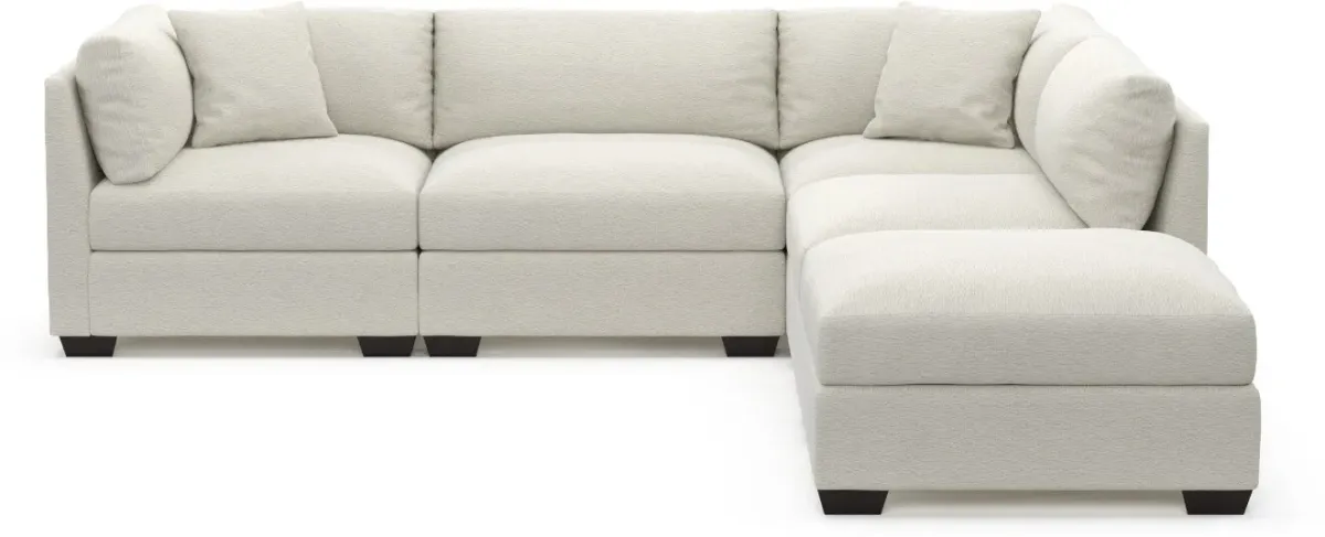 Beckham Foam Comfort 4-Piece Sectional and Ottoman - Living Large White